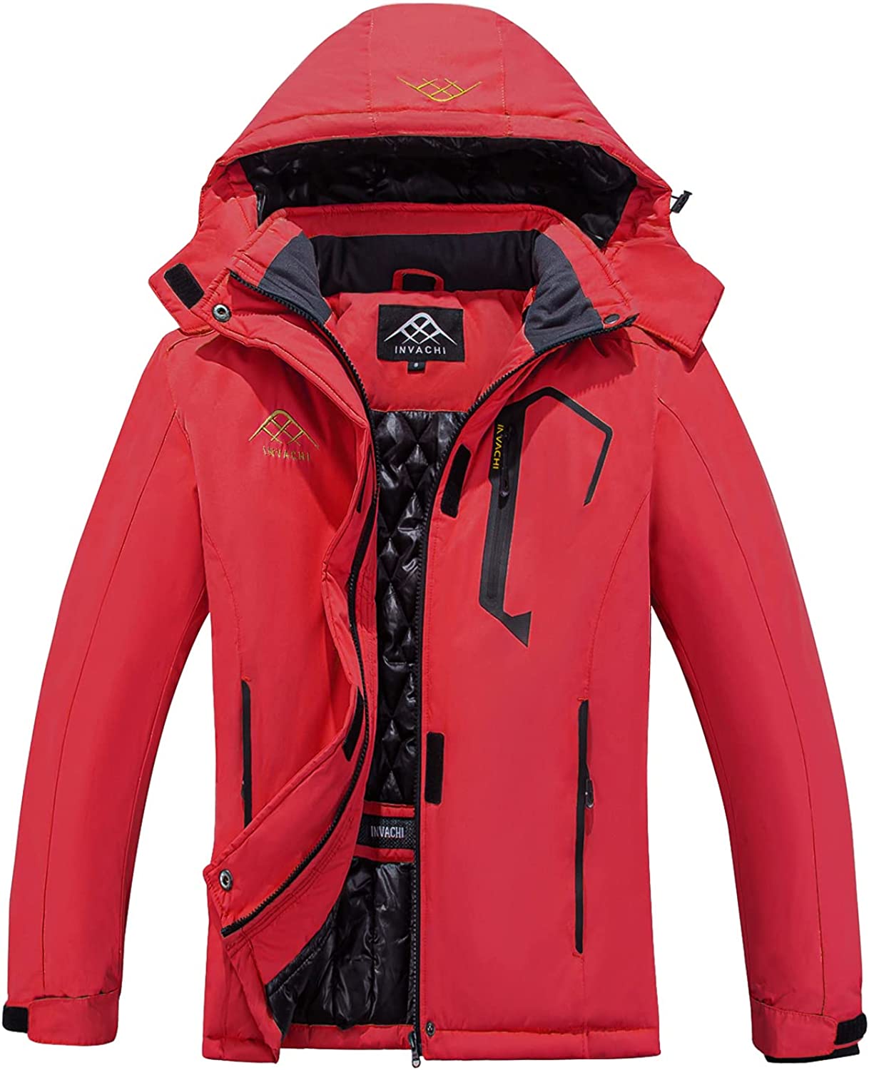 Chaqueta de esquí impermeable con capucha para hombre, abrigo cálido de  nieve para el invierno