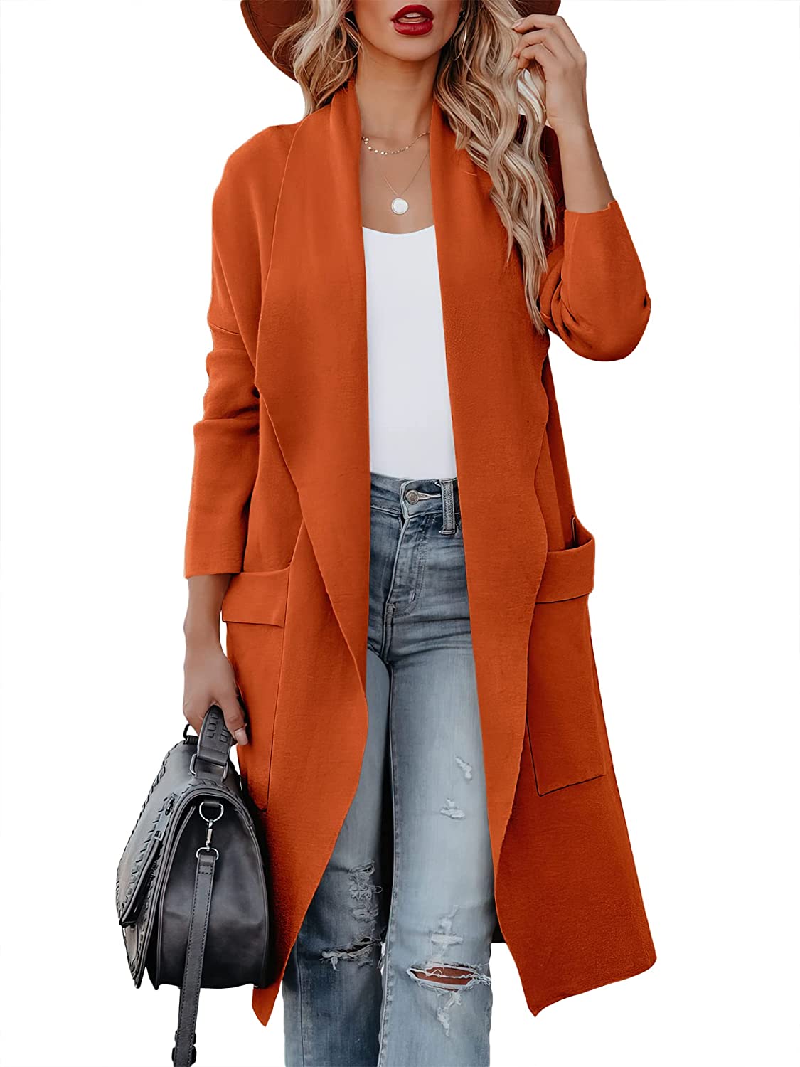 ANRABESS Women's Casual Long Sleeve Draped Open Front Knit Pockets Long  Cardigan Jackets Sweater : : Clothing, Shoes & Accessories