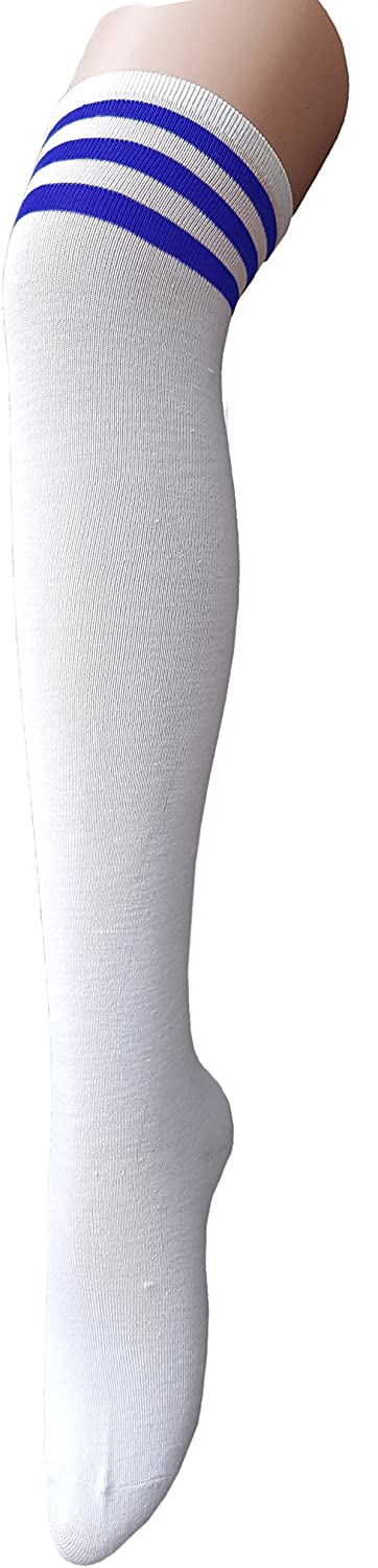 Zando Women Thin Stripes Tube Thigh High Tights Over Knee Socks Casual High Stockings 