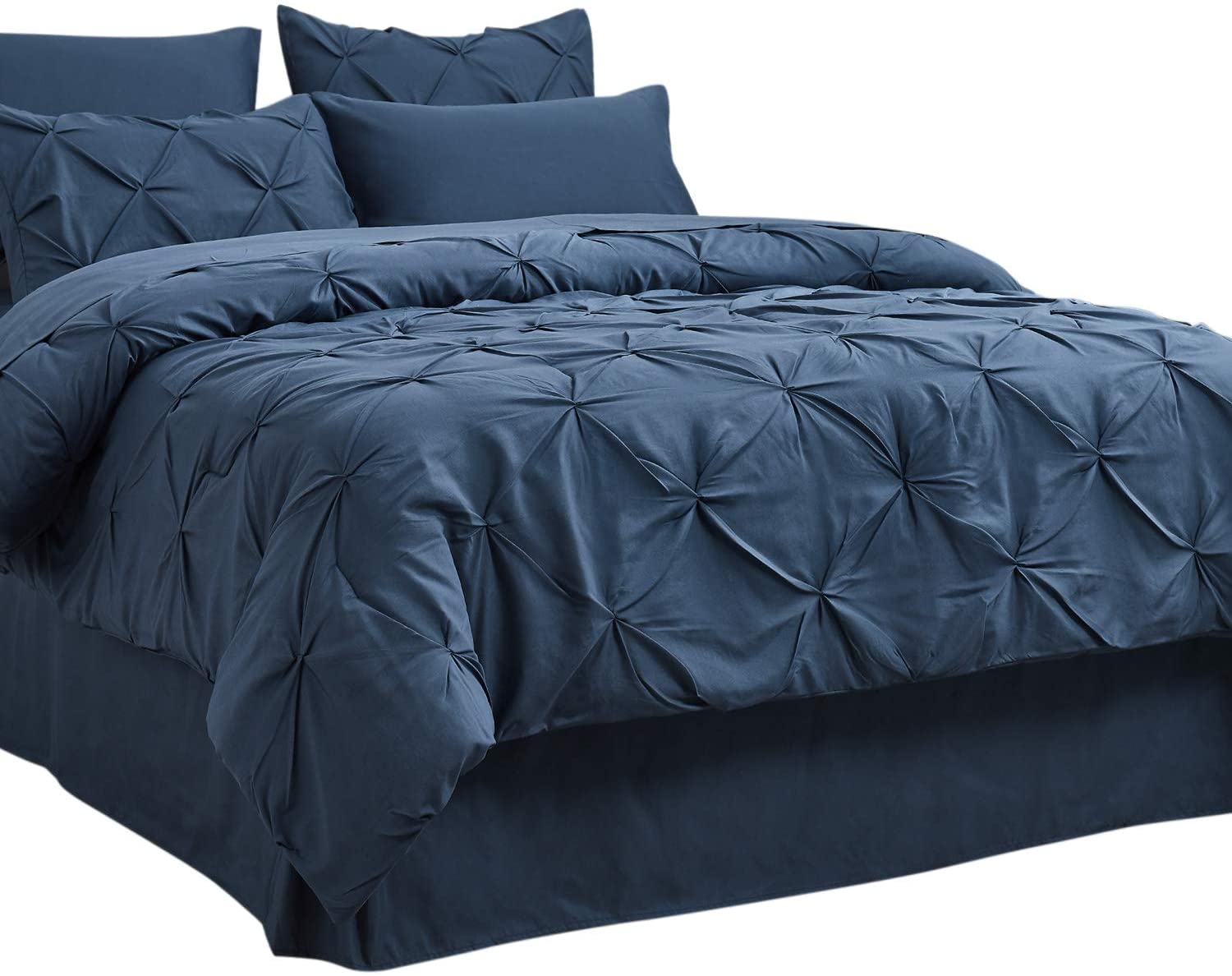 Bedsure Queen Comforter Set 8 Pieces - Pintuck Queen Bed Set, Bed