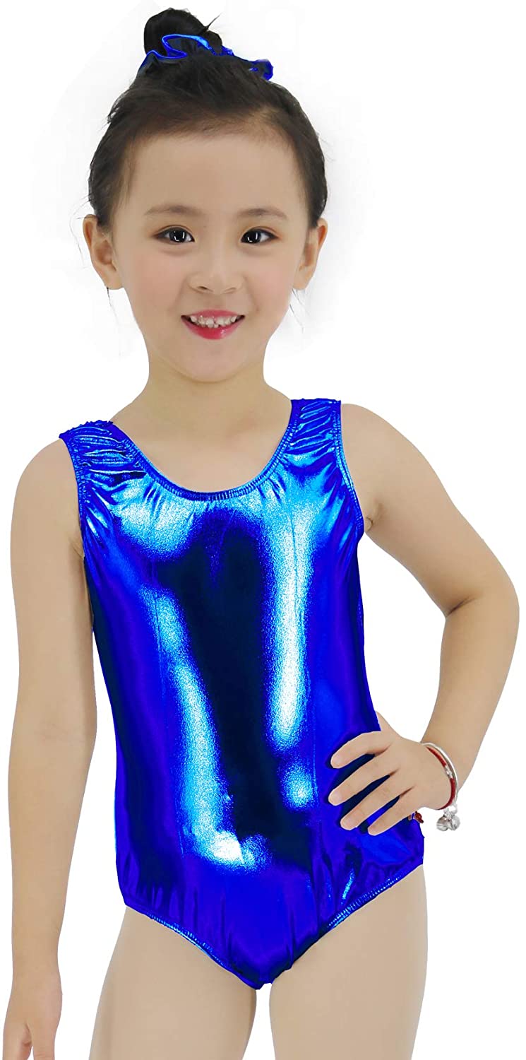 New girls gymnastic leotard metallic baby blue 