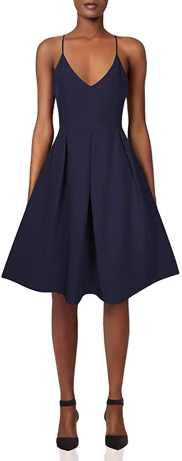 GlorySunshine Women's Deep V Neck Adjustable Spaghetti Straps Dress  Sleeveless S | eBay