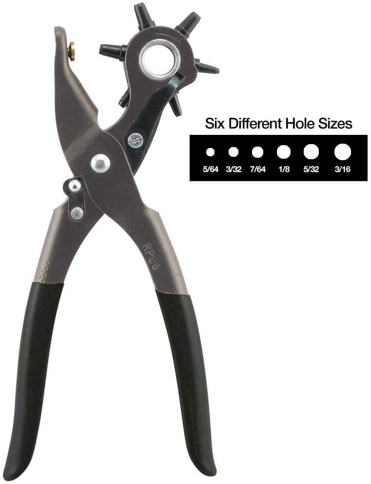 8 Heavy Duty Stainless Steel Leather Hole Punch Pliers With 6 Hole Sizes