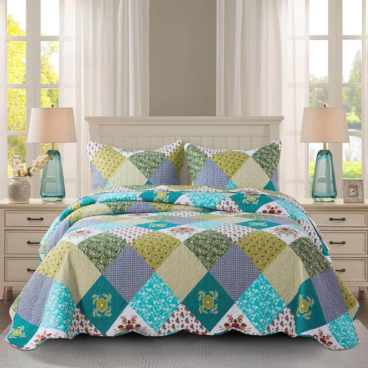 Travan 3-Piece Queen Quilt Sets with Shams Oversized Bedding