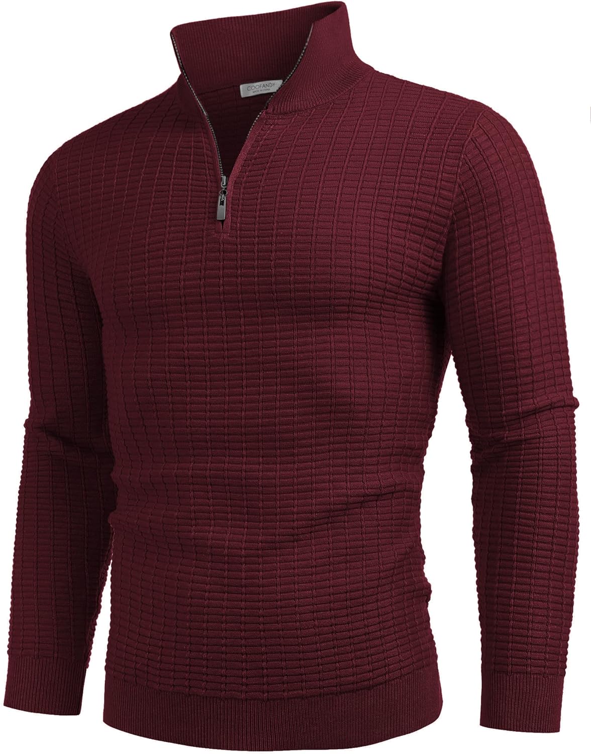 Coofandy Men's Quarter Zip Up Sweaters Slim Fit Lightweight Mock