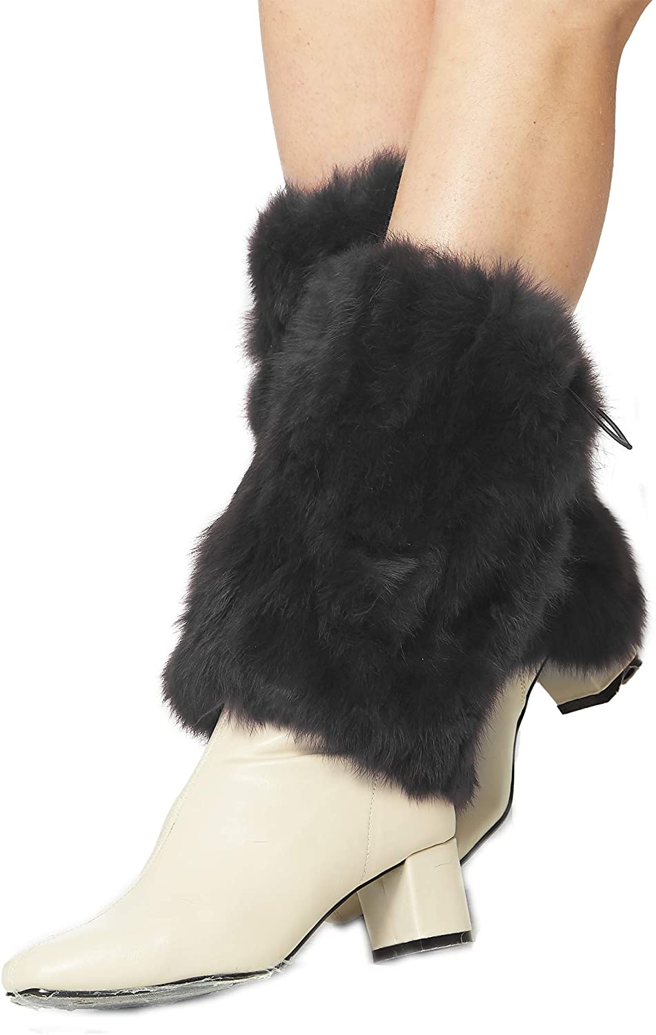 Fur Story Fur Leg Warmers Real Fur Rabbit Winter Leggings Boot Toppers For Women 