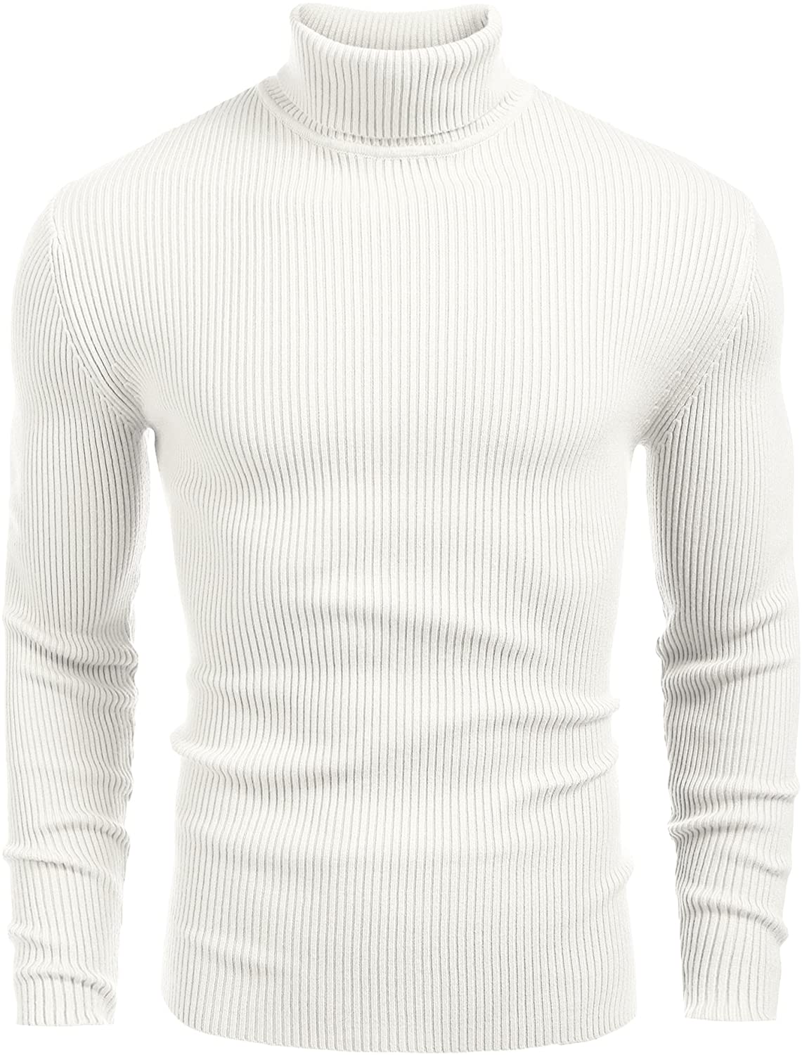 COOFANDY Mens Ribbed Slim Fit Knitted Pullover Turtleneck Sweater 