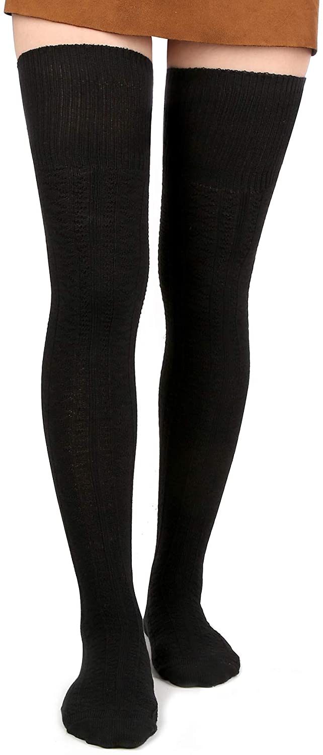 Women New Over Knee Thigh High Cotton Stocking Long Knittd Boots Hosiery Socks 