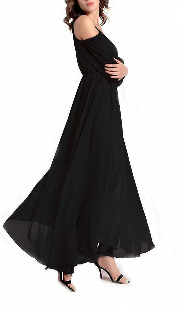 Afibi Womens Off Shoulder Long Chiffon Casual Dress Maxi Evening Dress |  eBay