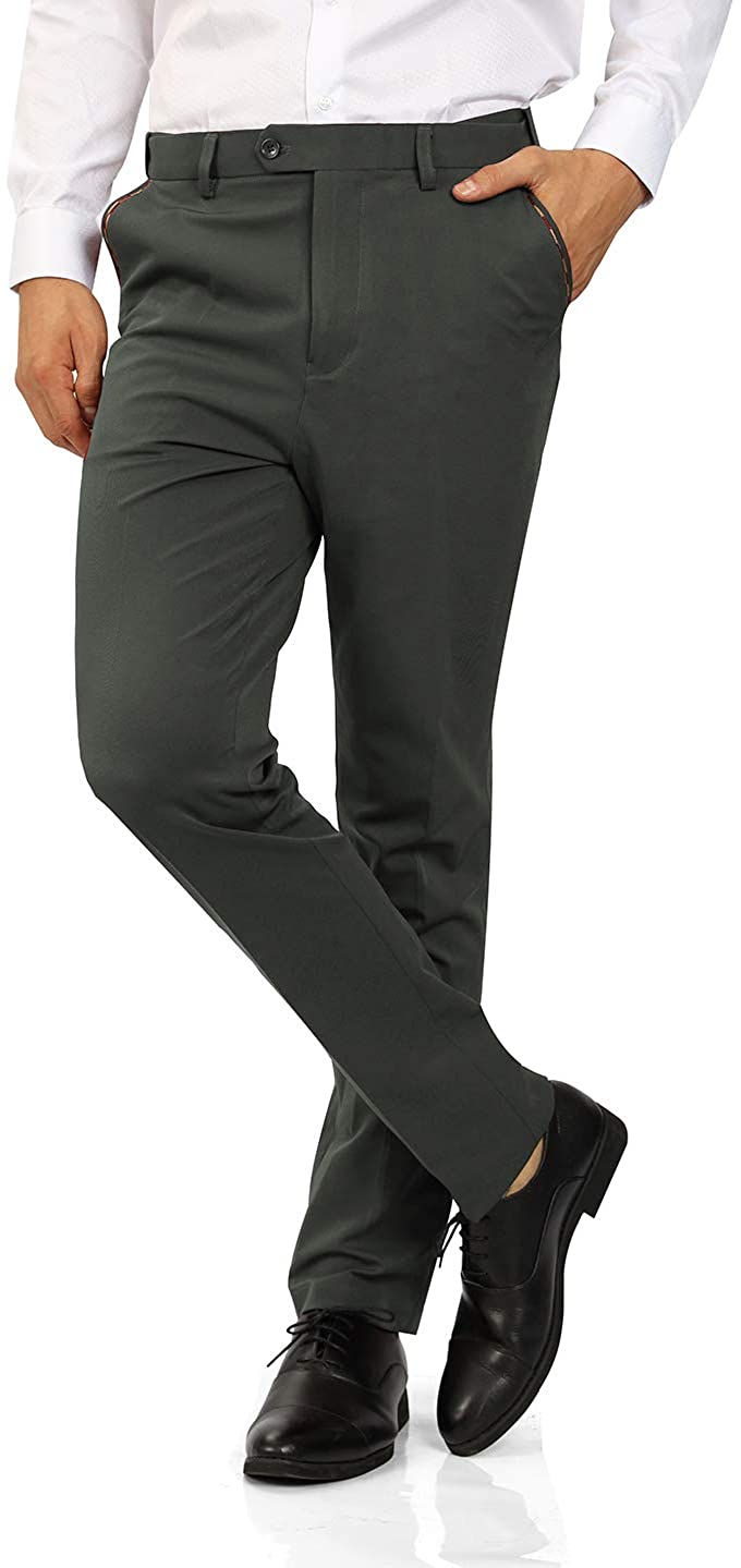 WULFUL Men's Stretch Dress Pants Slim Fit Skinny Suit Pants | eBay