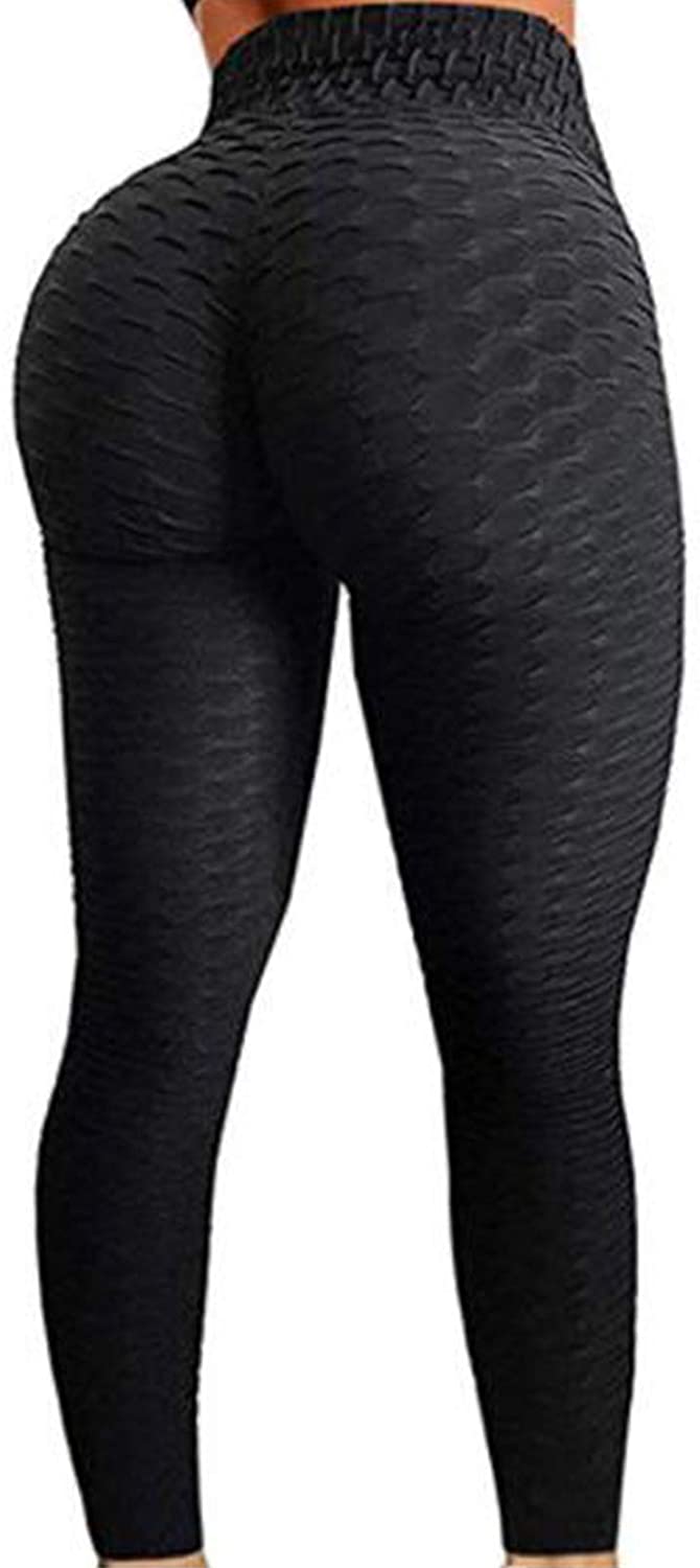 FITTOO Womens High Waist Textured Workout Leggings Booty Scrunch Yoga Pants Slimming Ruched Tights