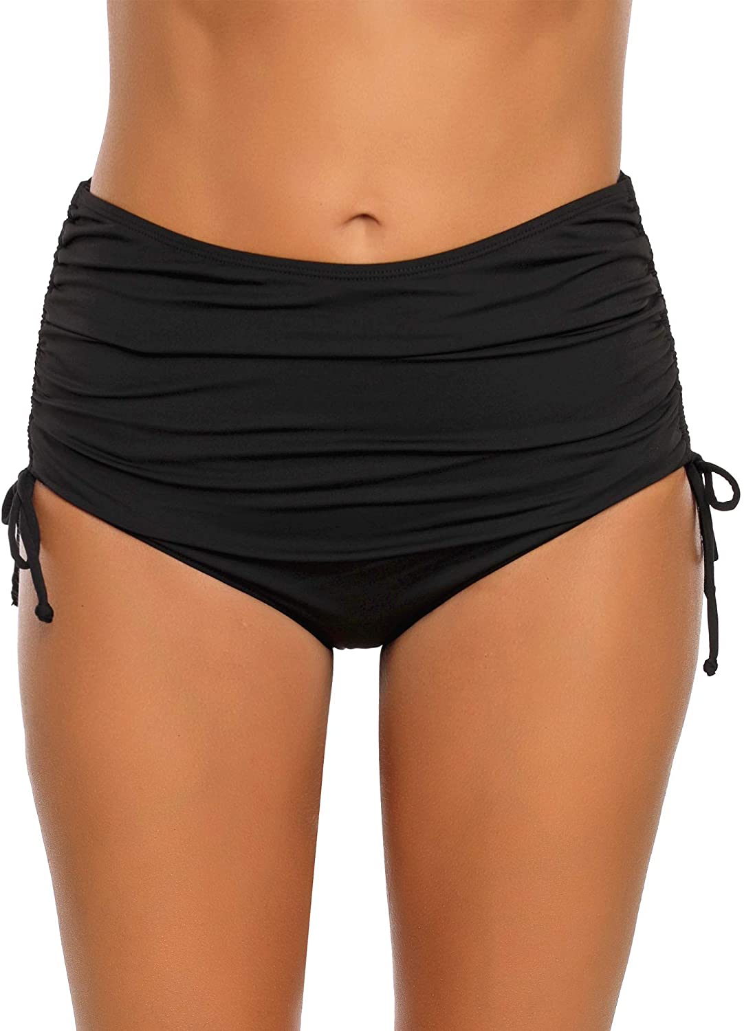 Luyeess Womens High Waisted Swim Skirt Ruched Bikini Tankini Swim Bottom with Brief