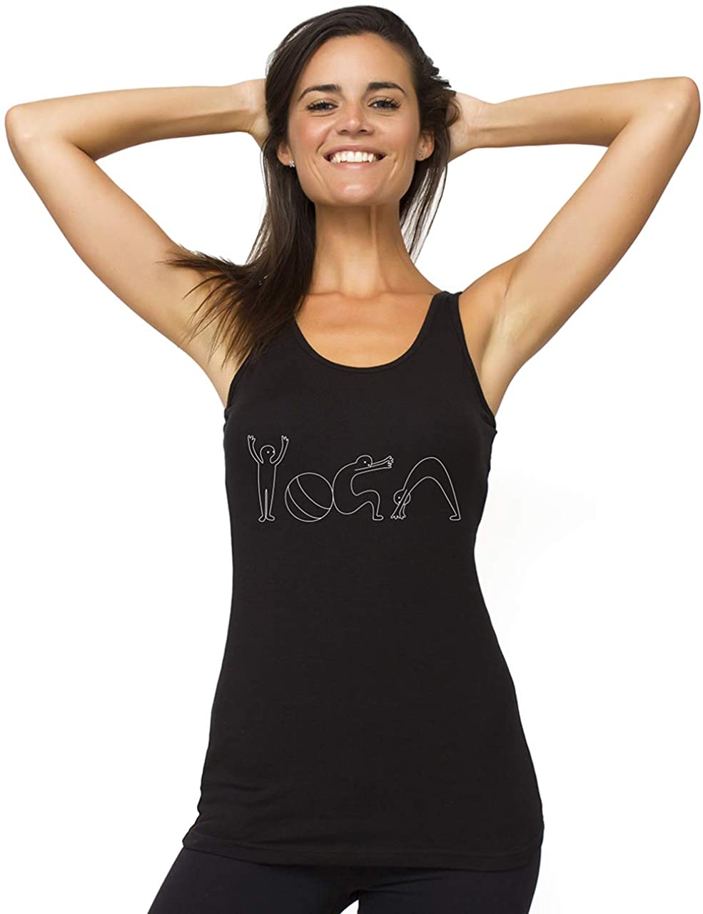 TREELANCE Organic Cotton Yoga Workout Tank Top Moon Phases Shirts Tops Tees  Tank