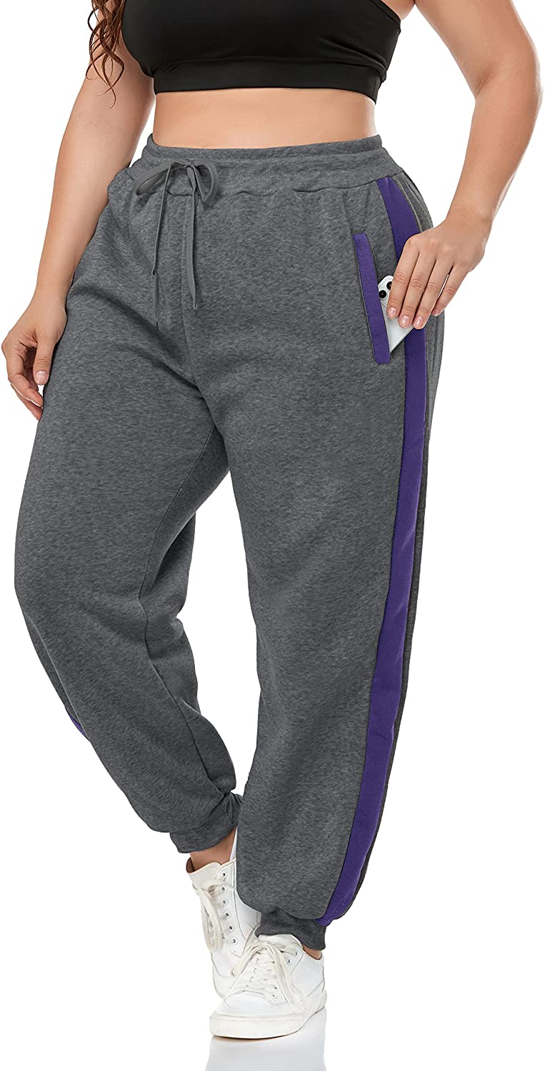ZERDOCEAN Women's Plus Size Fleece Lined Sweatpants Relaxed Fit Workout  Athletic Jogger Fleece Pants