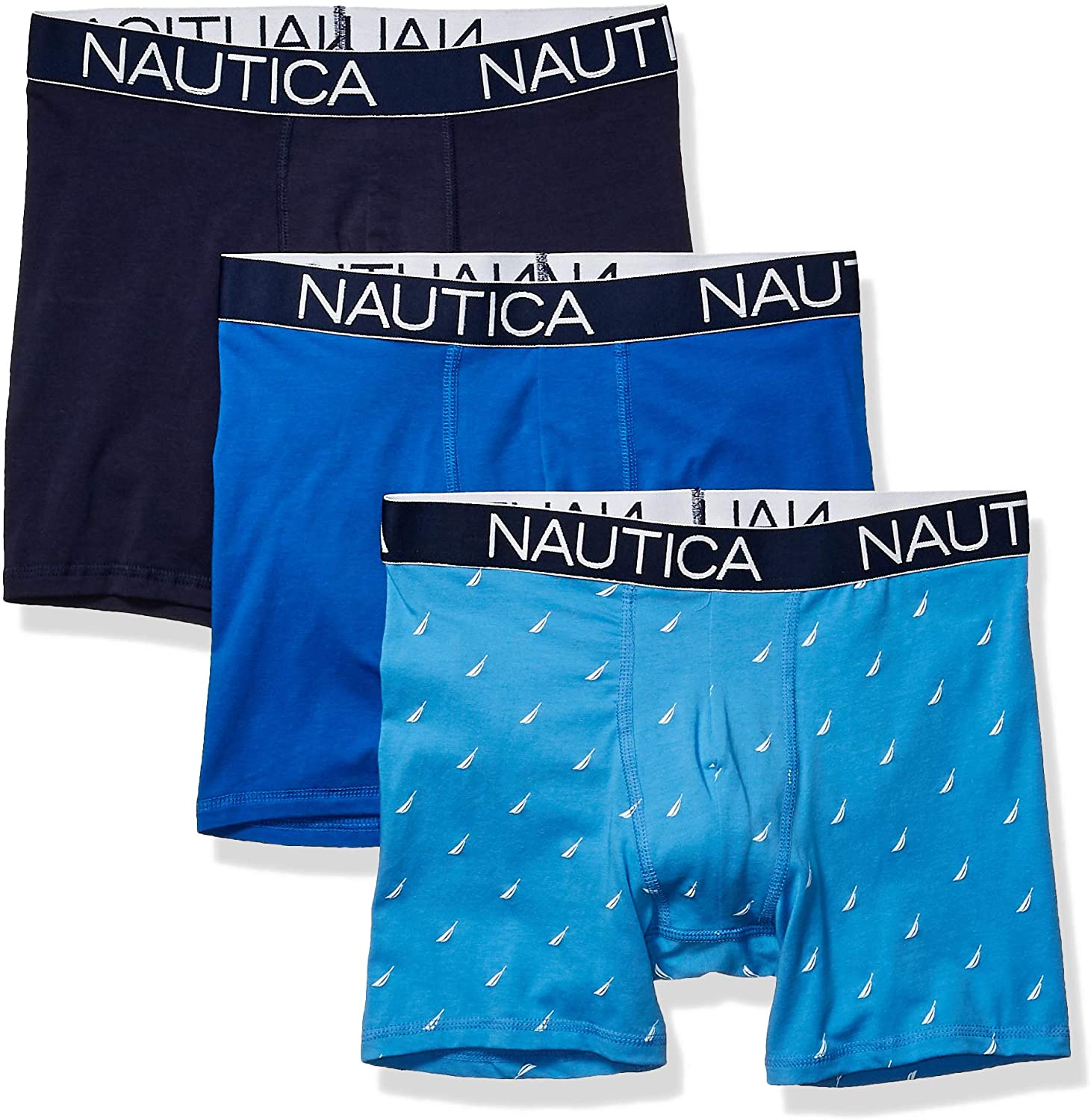 Nautica Men's 3pk Trunks Peacoat & Stripe