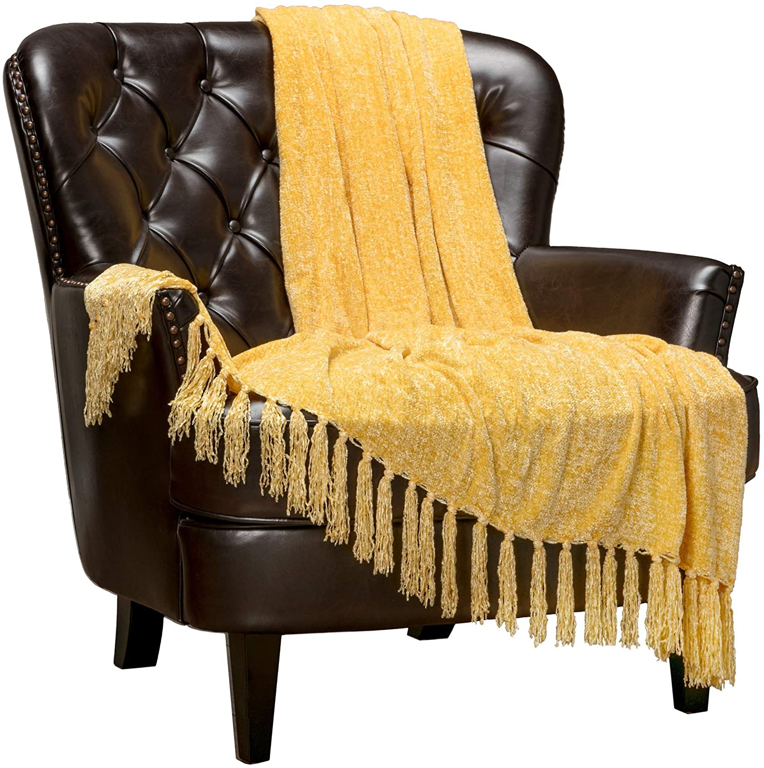 Chanasya Chenille Velvety Texture Decorative Throw Blanket with 