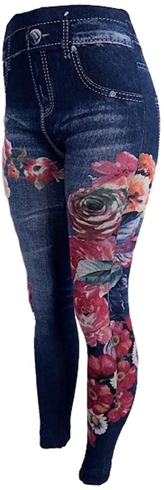 CLOYA Women's Denim Print Fake Jeans Seamless Full Length Leggings, Denim  085, X-Small : : Clothing, Shoes & Accessories