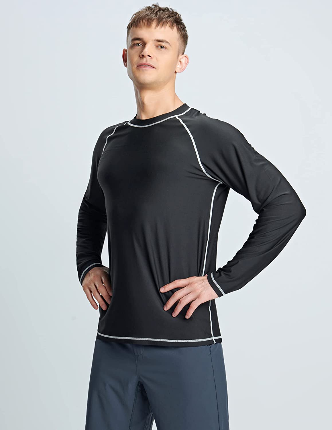 Liberty Imports 2-Pack Men's UV Long Sleeve Swim Shirts Loose Fit Rash  Guards