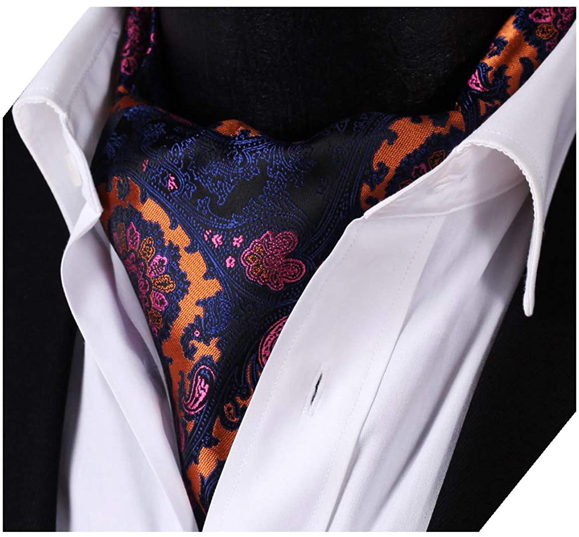 HISDERN Men's Floral Jacquard Woven Self Cravat Tie Ascot | eBay