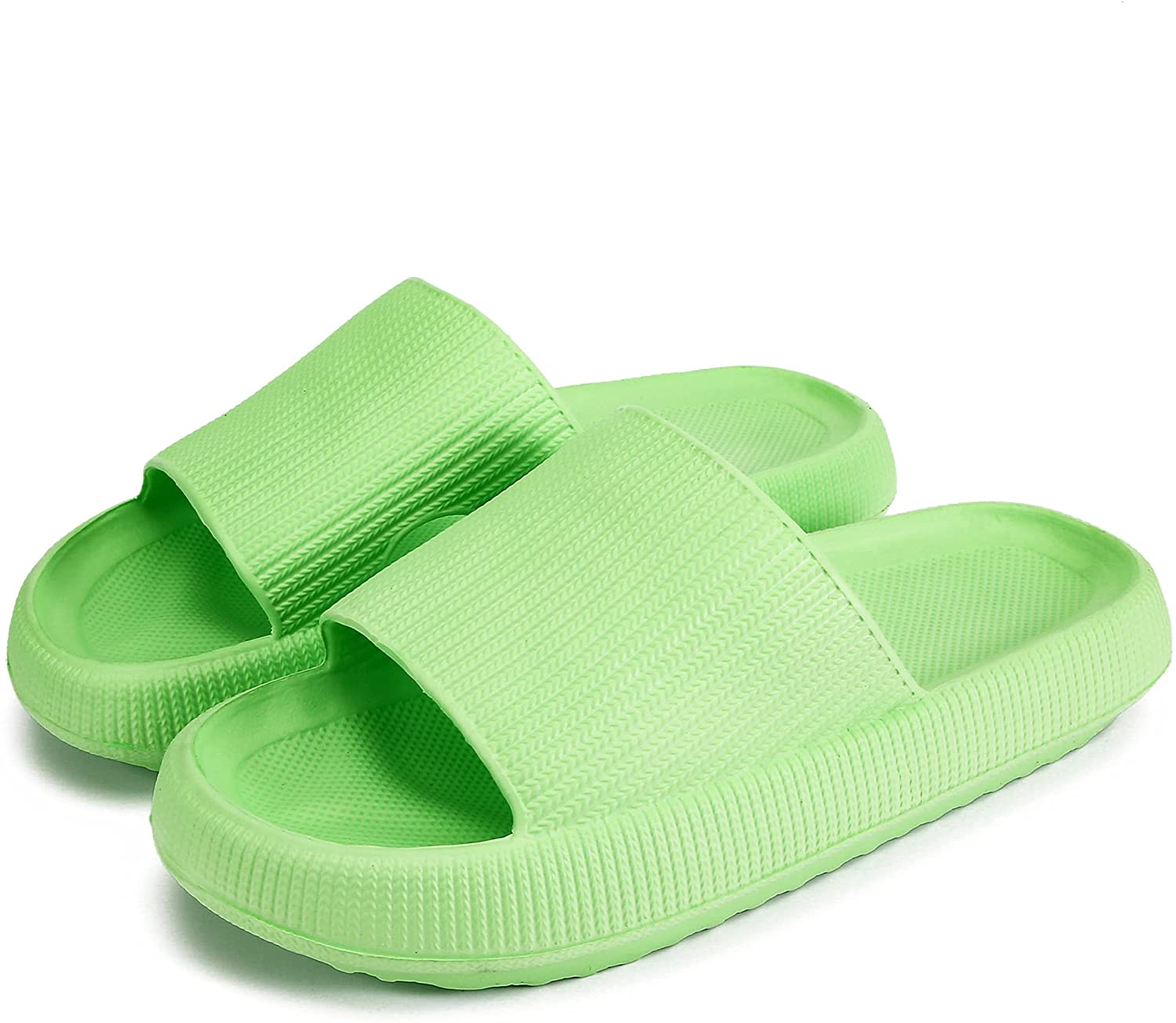 Luxury Designer Wide Soled Green Slippers For Men And Women High