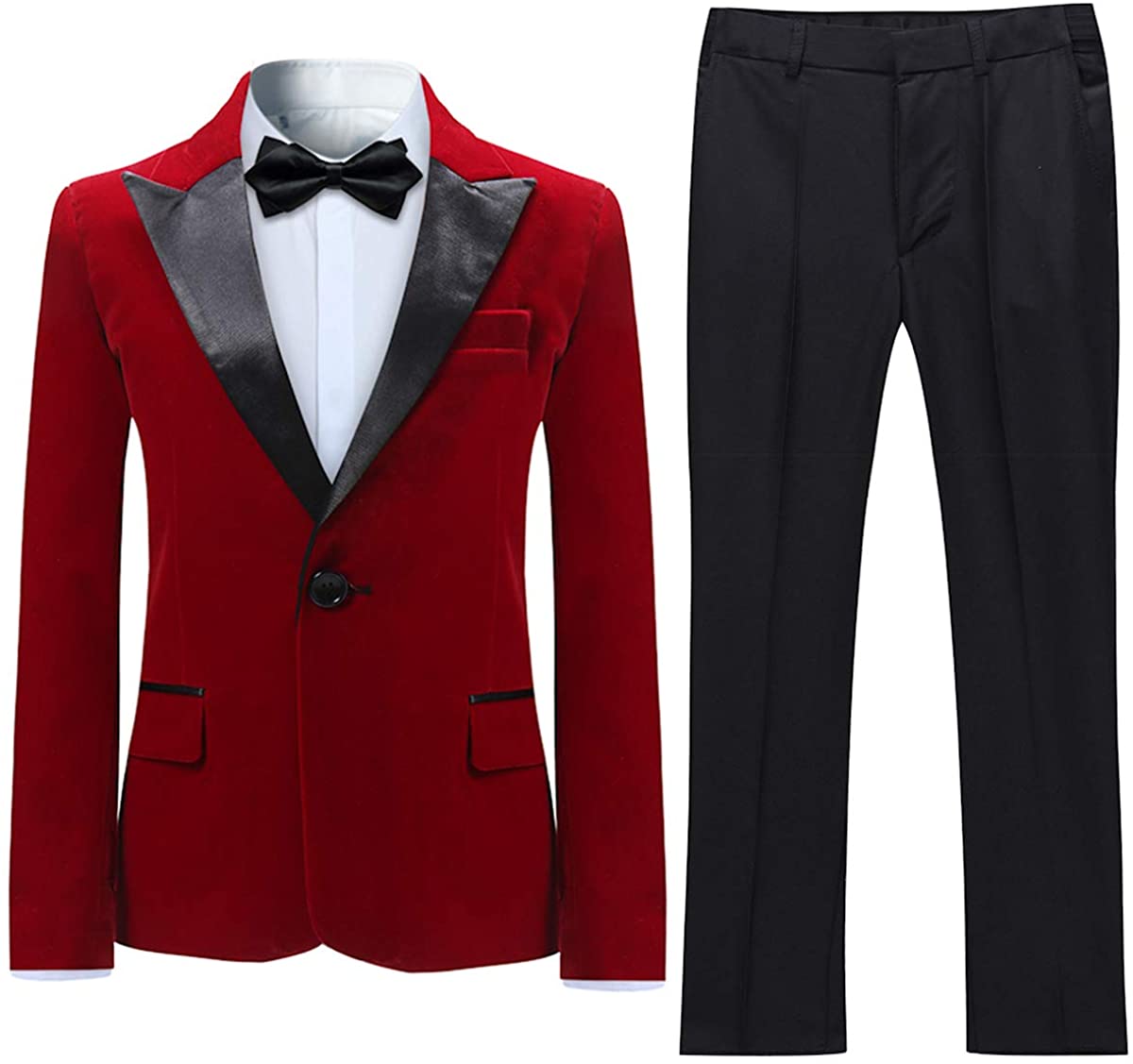 BOYLAND BOYS TUXEDO Suit Velvet Peak Lapel Vintage 2 Pieces Slim Fit ...