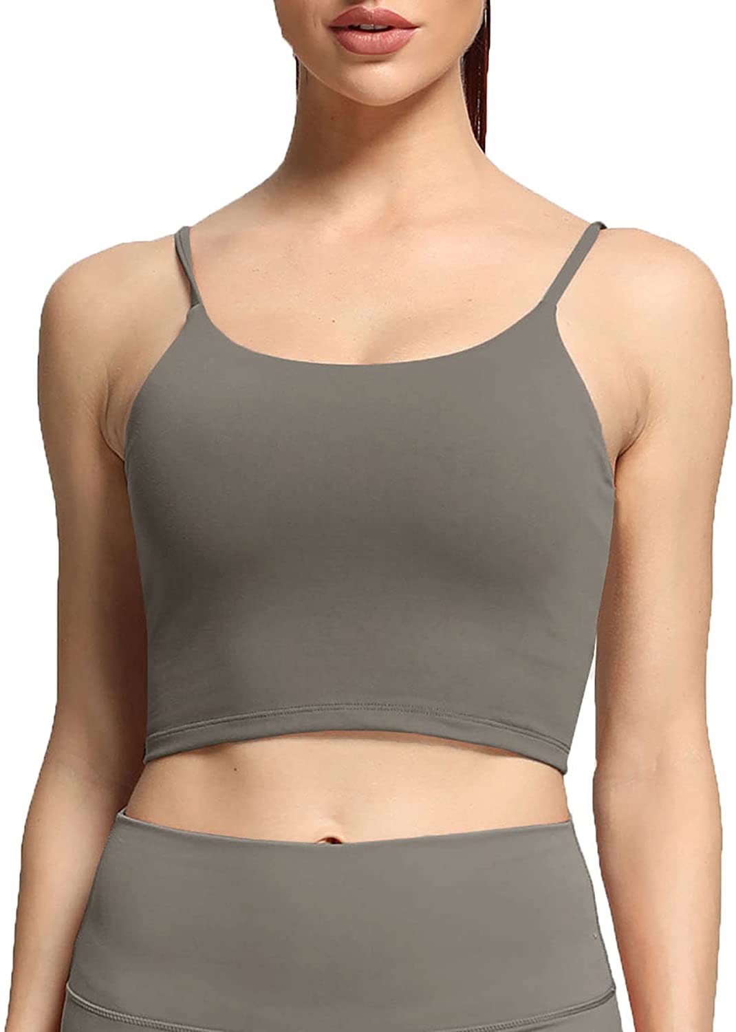 Aoxjox Women's Workout Ribbed Seamless Sports Bras Fitness Running Yoga  Crop Tank Top (Cocoa Brown, X-Small) at  Women's Clothing store