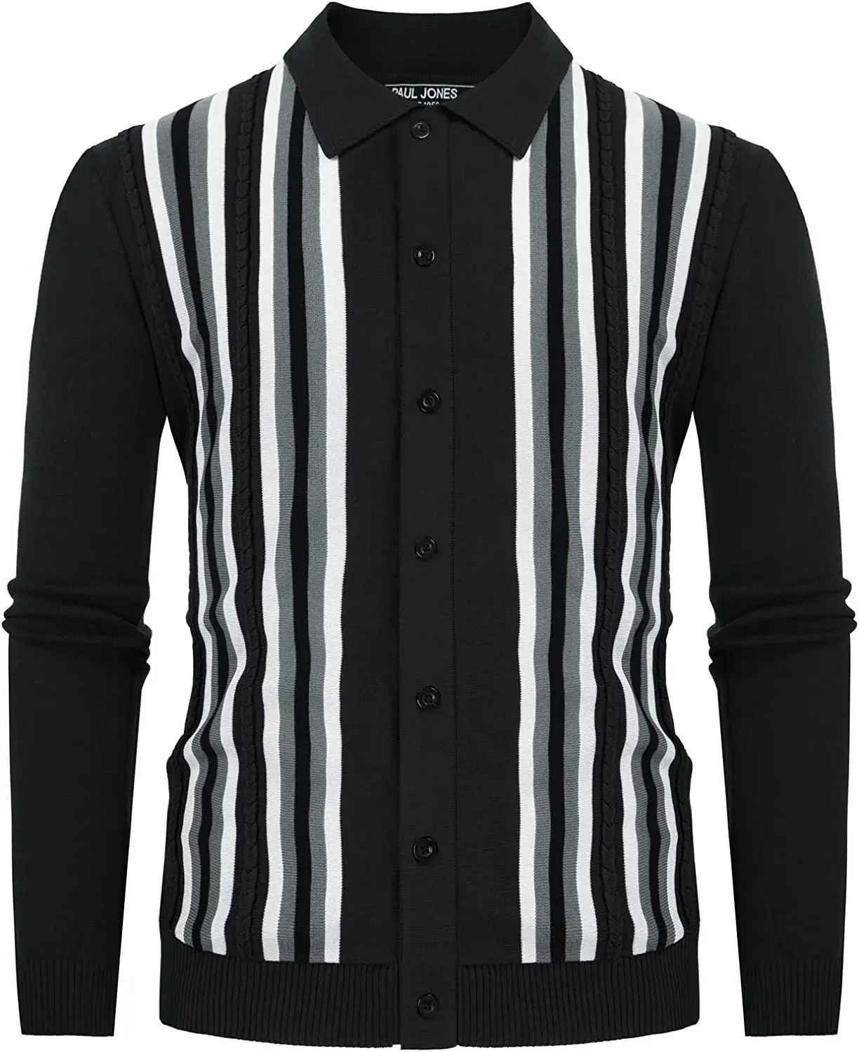 Akiihool Polos For Men Tall Men's Vintage Stripe Knitted Polo