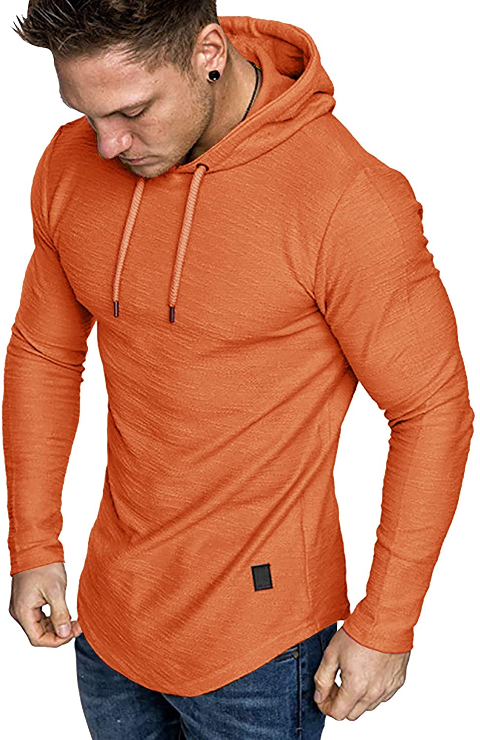 Mens Fashion Athletic Hoodies Sport Sweatshirt Solid Color Fleece