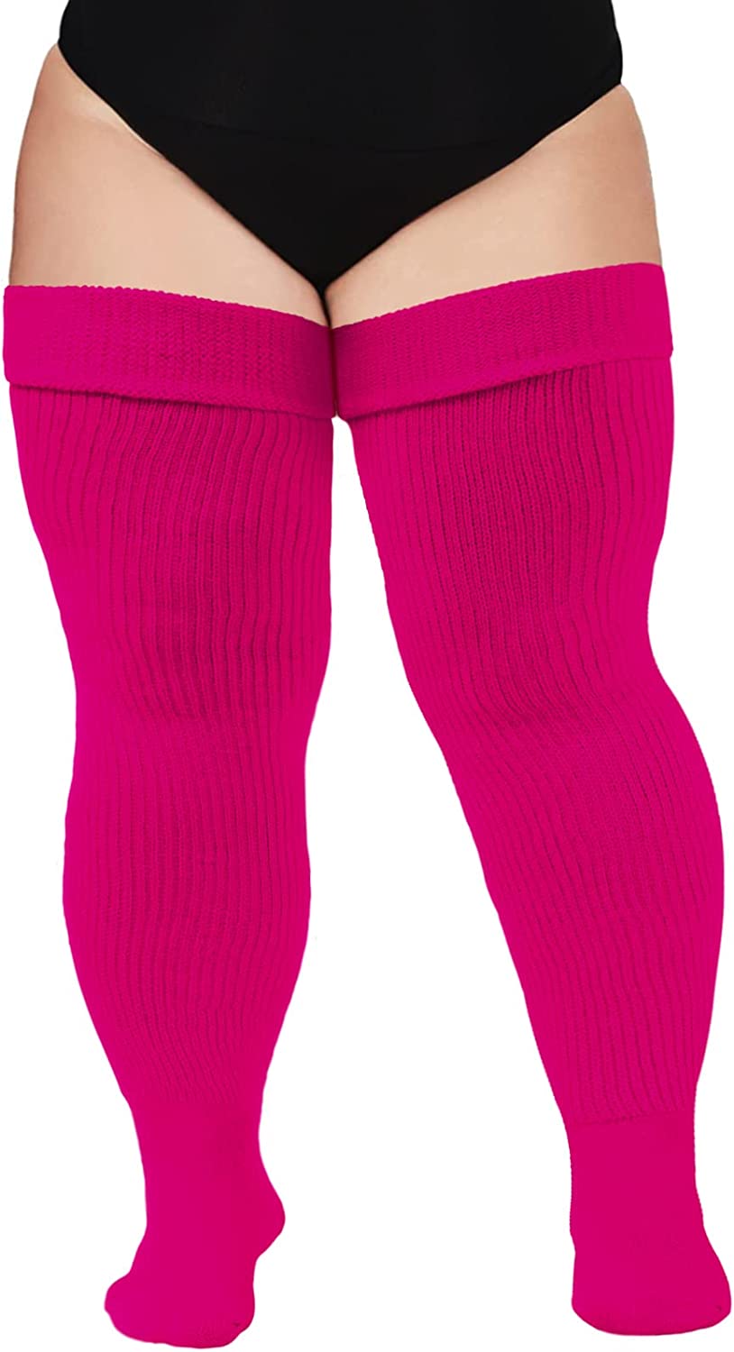 Plus Size Women's Stretchy Thigh High Socks for Thick Thighs