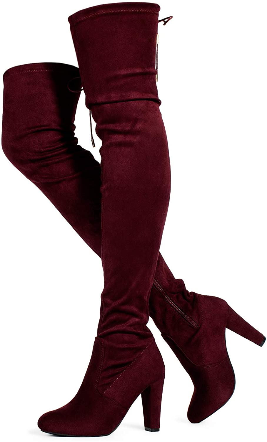 Medium & Wide Calf RF ROOM OF FASHION Chateau Women's Over The Knee Block Heel Stretch Boots 
