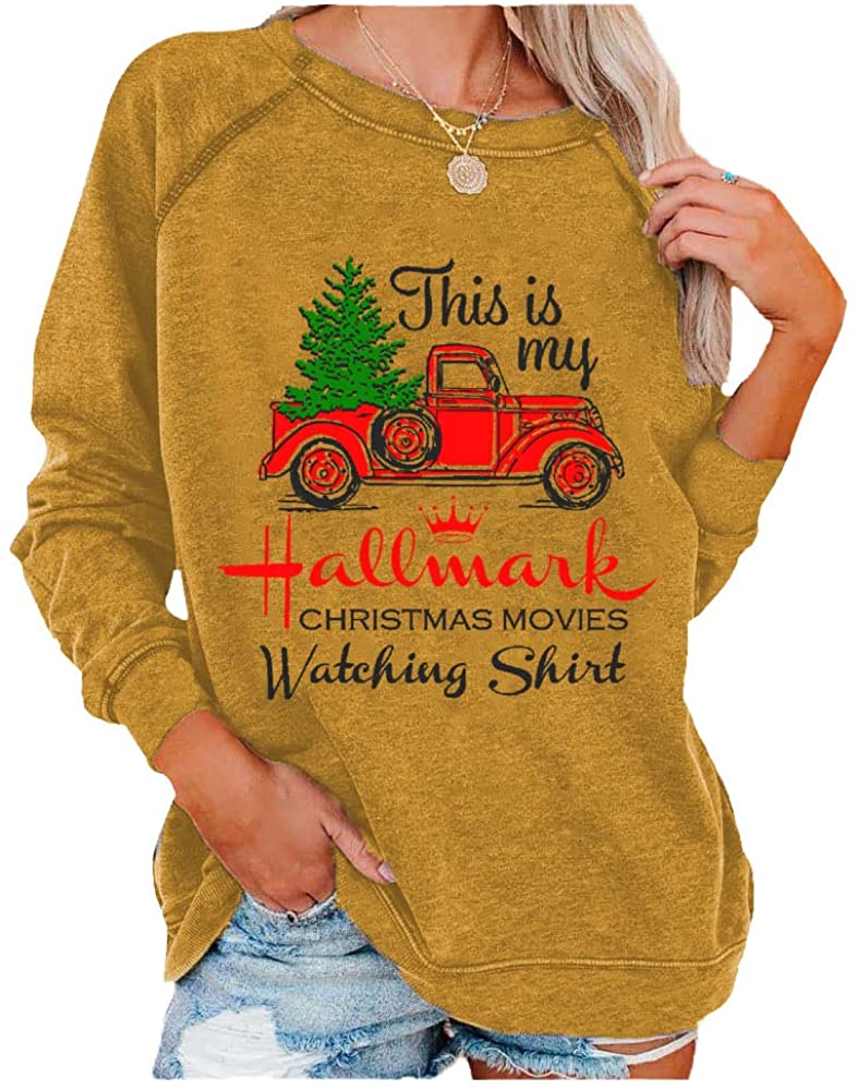 Womens Christmas Movies Watching Shirt Xmas Truck Tree This is My 