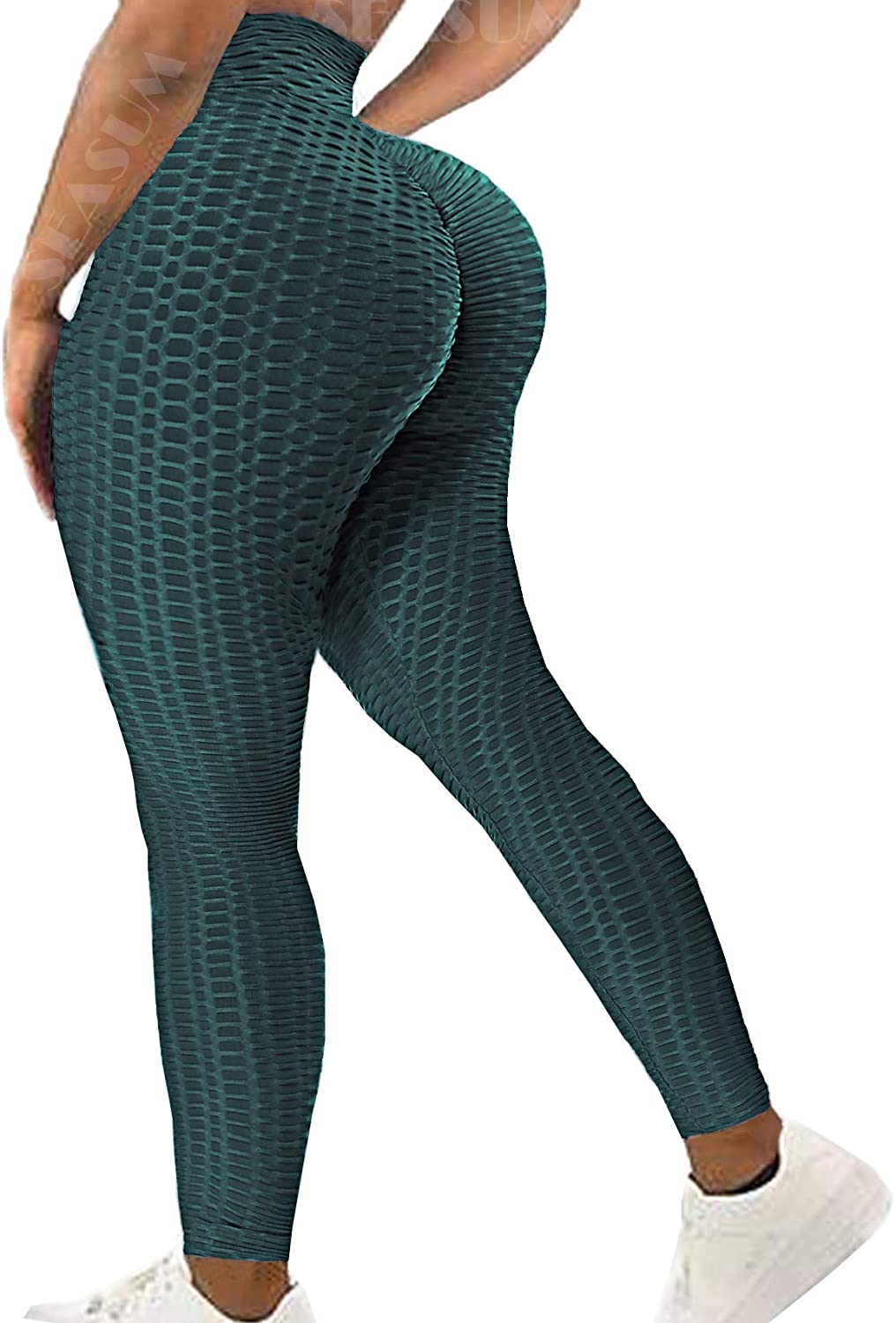 NORMOV Women's Non See-Through Butt Lifting Honeycomb Yoga Pants High  Waisted Textured Running Tights Workout Leggings