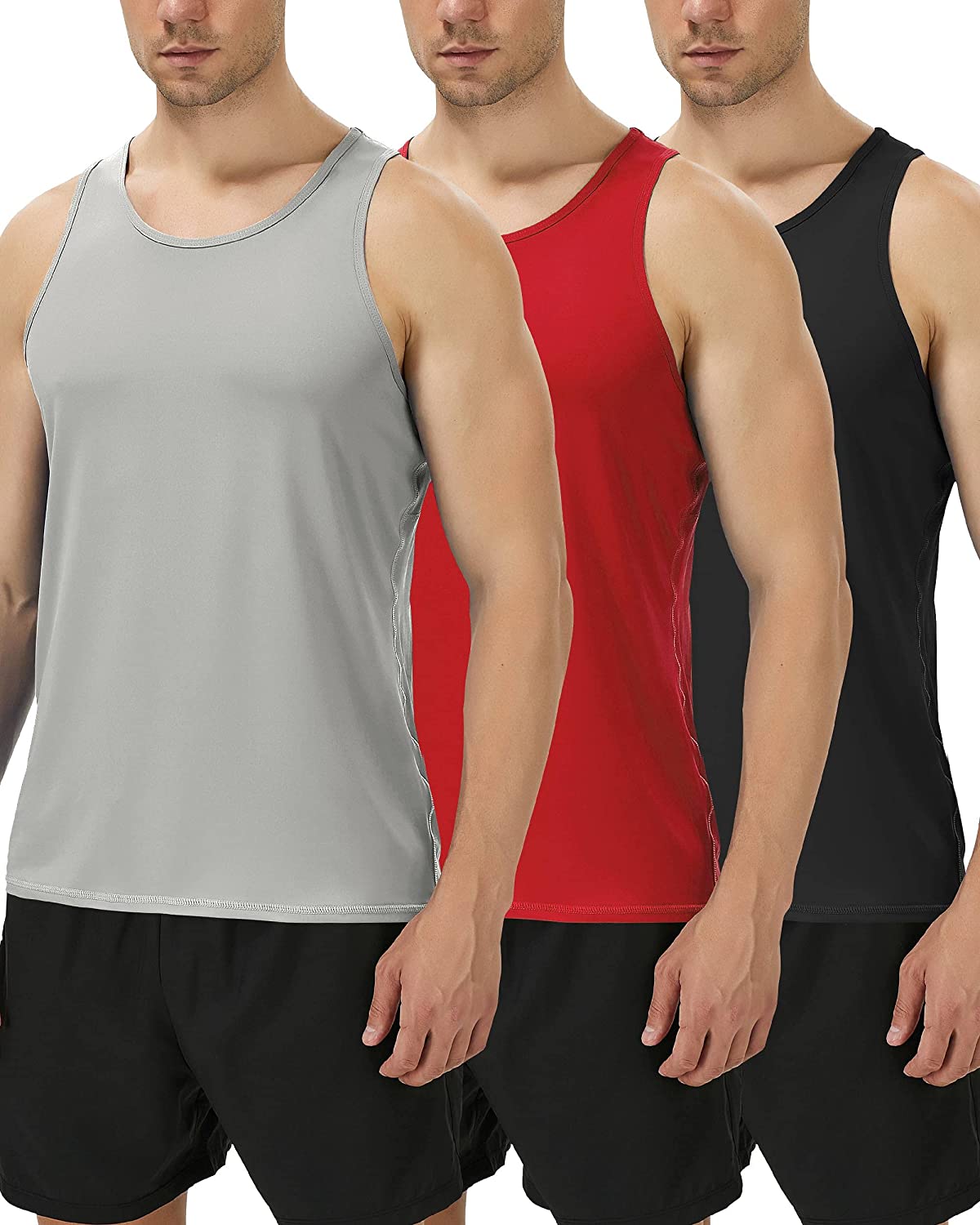YOMOVER Tank Tops for Men Pack Quick Dry Workout Athletic Sleeveless Mens Shirts 