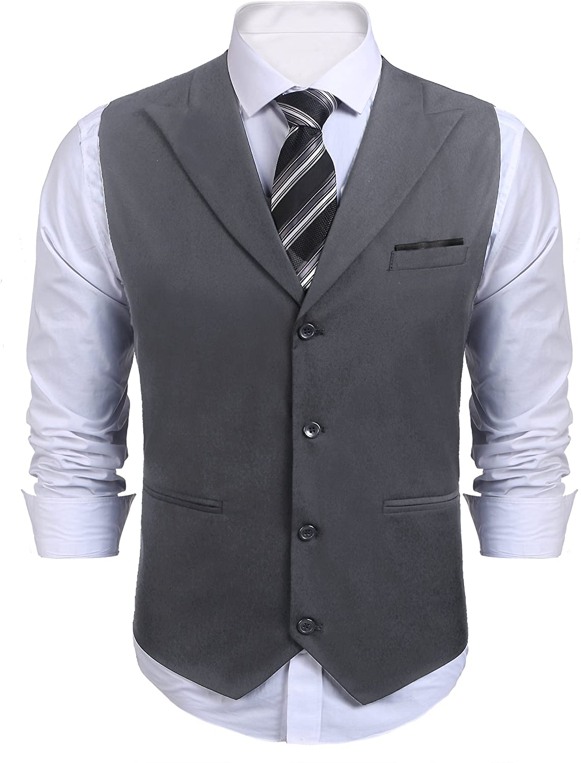 Double Breasted Vest with 5 Buttons Gilet Business Casual Classic Basic Men's Suit Vest for Men COOFANDY Men's Slim Fit Single Breasted