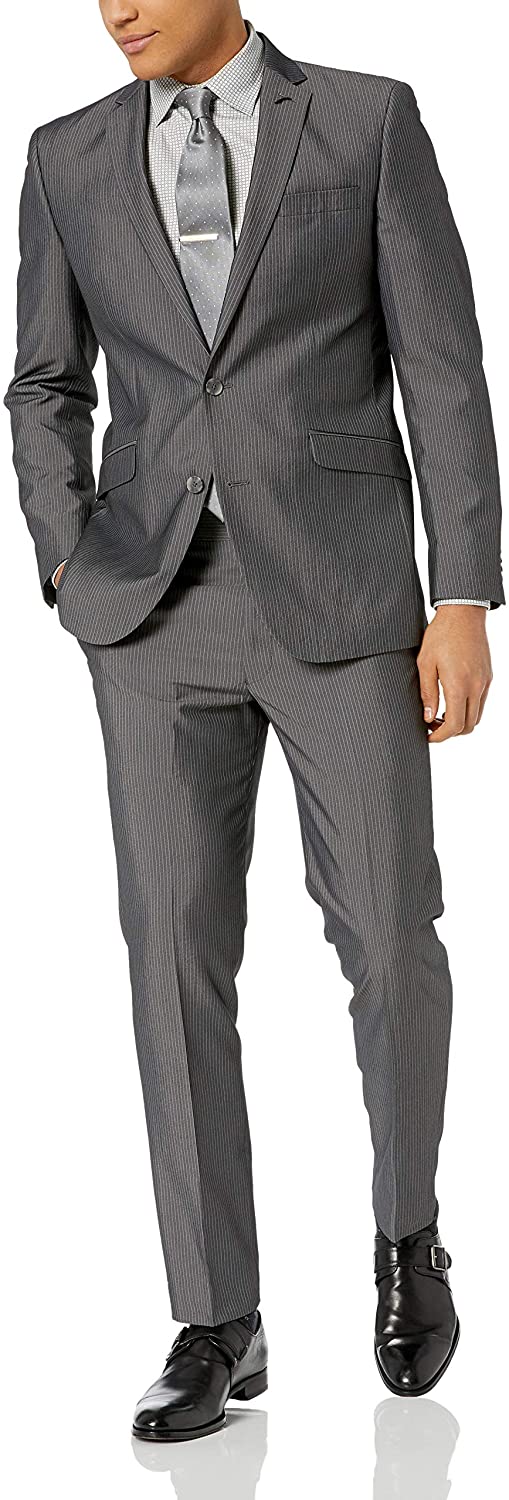 Unlisted by Kenneth Cole Men's 2 Button Slim Fit Suit with Hemmed Pant 
