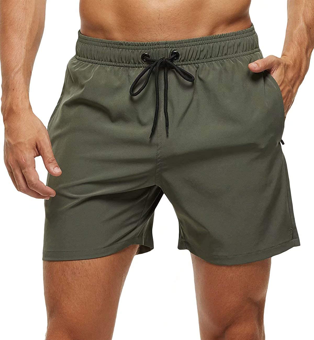 Tyhengta Men's Swim Trunks Quick Dry Beach Shorts with Zipper Pockets and  Mesh L