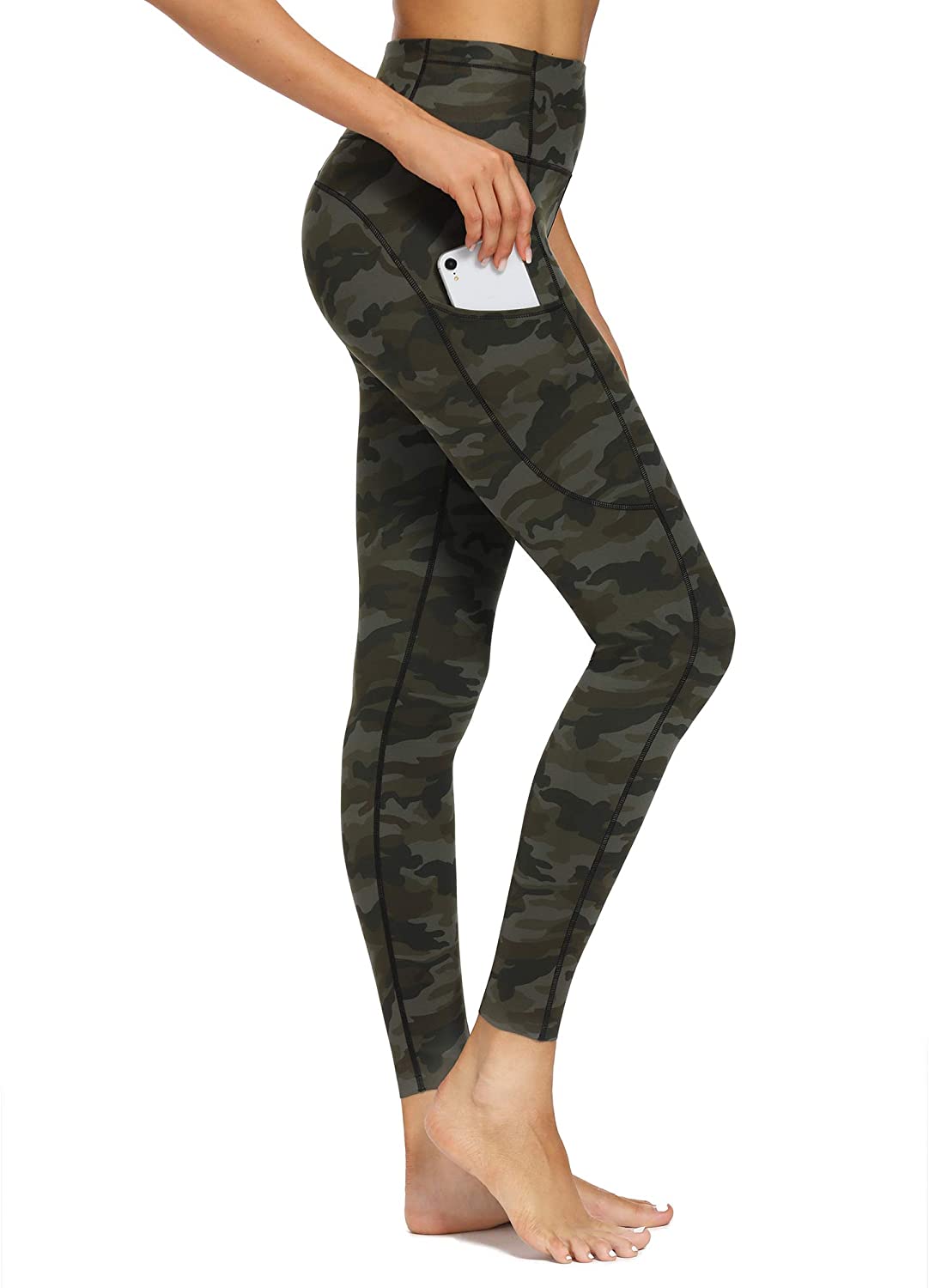  Houmous Women's 4 Out Pockets Buttery Soft High Waisted  Full-Length Yoga Pants(Black,XL) : Clothing, Shoes & Jewelry