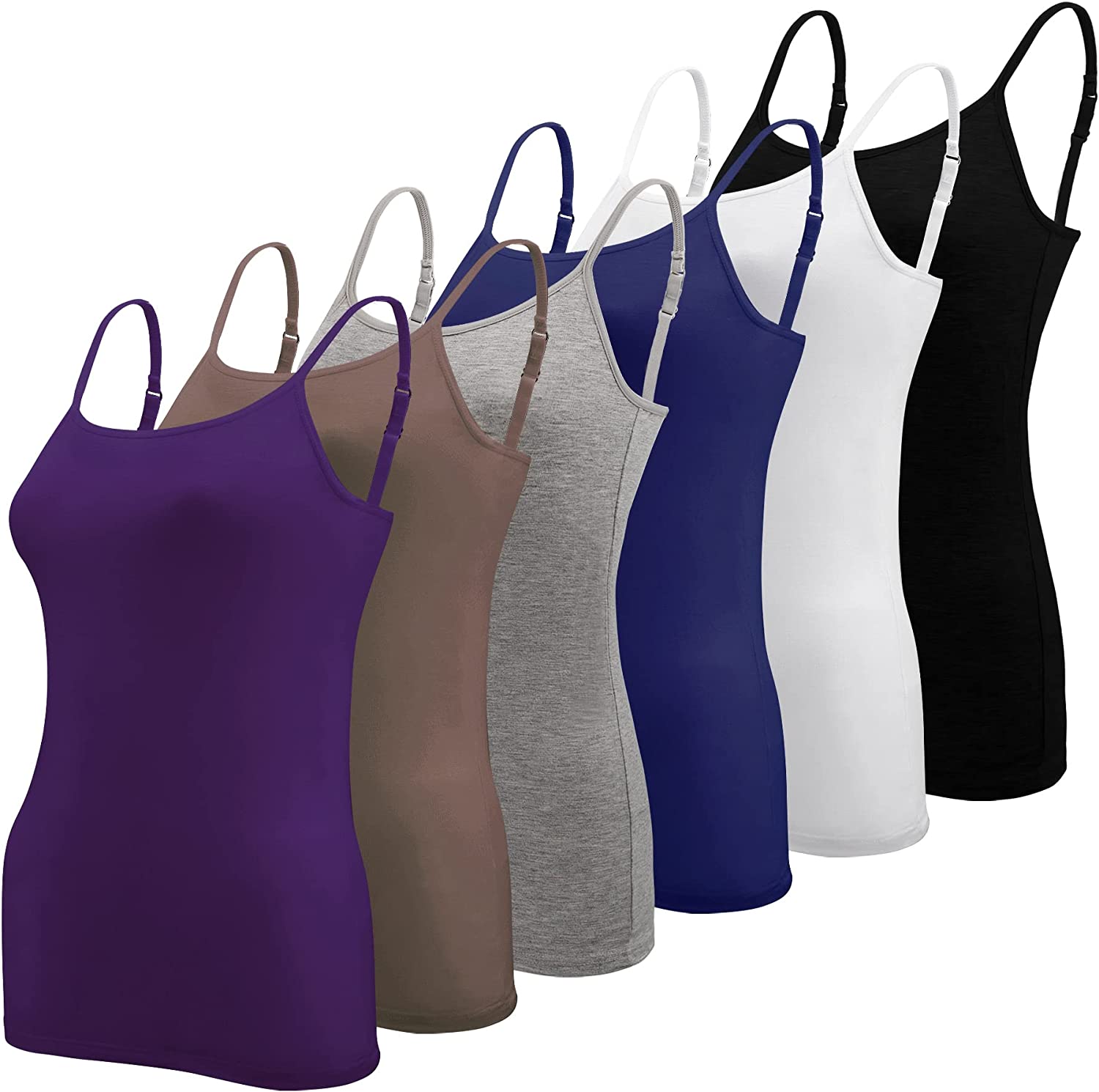 BQTQ 6 Pcs Women's Camisole Tops Undershirts Adjustable Spaghetti Strap  Tank Top