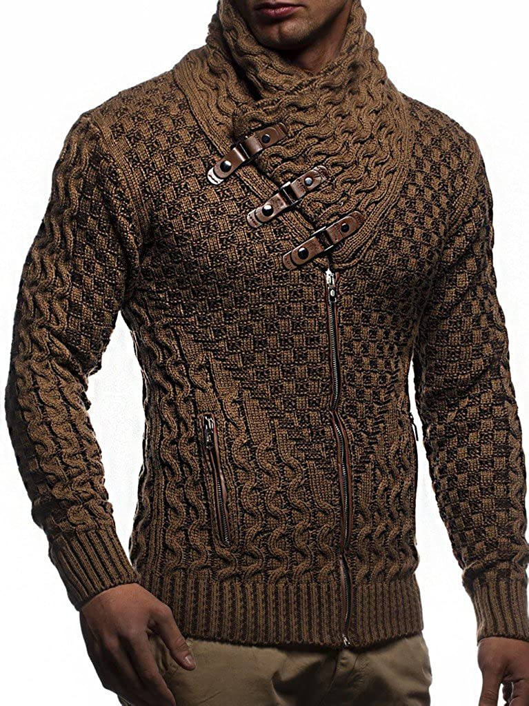 Leif Nelson Men's Knitted Sweater - Slim Pullover Sweaters for Men with  Hoodie