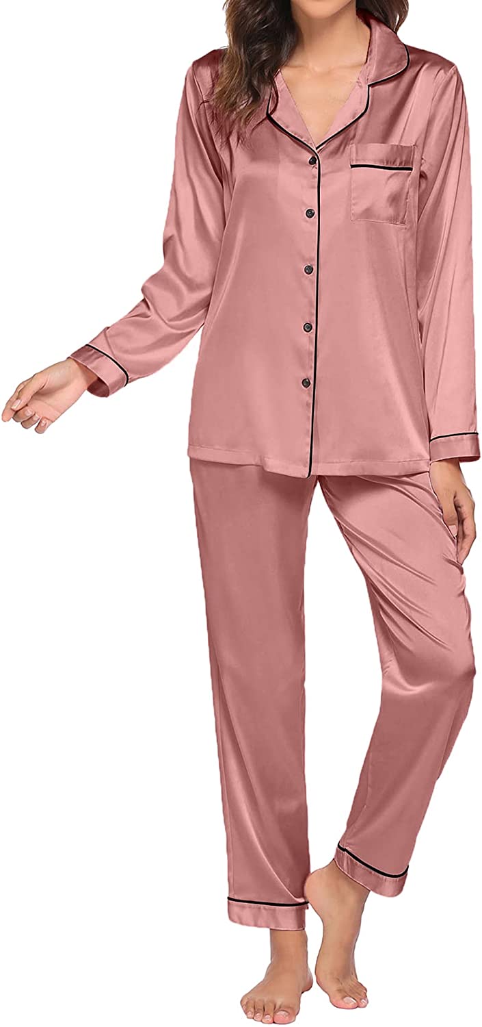 Ekouaer Women's Pajama Sets Long Sleeve Shirt and Pants Button