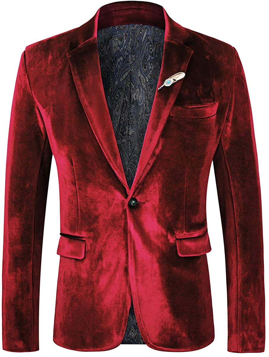 Red Velvet Tuxedo Velour Men's blazer Jacket For Men