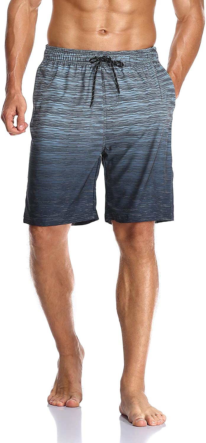 Pioneer Camp Mens Swim Trunks with Back Zipper Pockets and Mesh Lining Quick Dry Athletic Swimwear Shorts Bathing Suit 