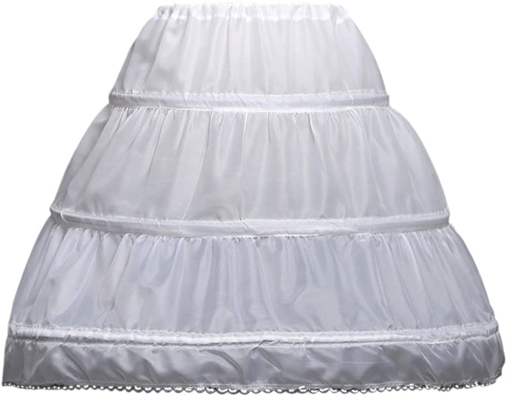 Kids Flower Girl Underskirt LULUSILK Girl’s Hoopless Petticoat Crinoline with 3 Layers 