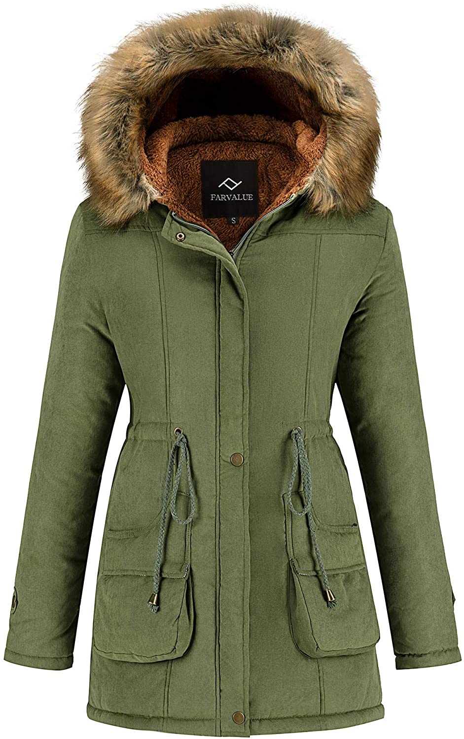 FARVALUE Girls Warm Winter Coats Water Resistant Thicken Long Parka Fleece Puffer Jacket Hooded Quilted Windbreaker 