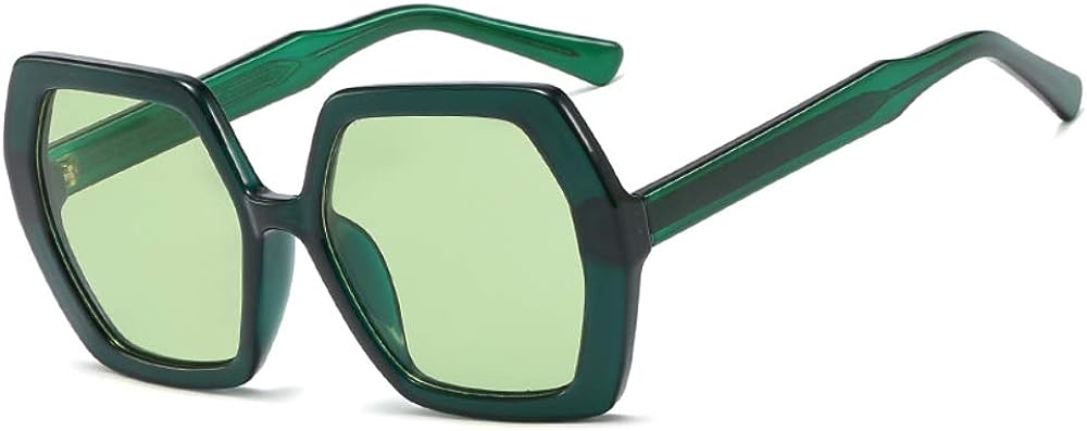 Freckles Mark Retro Oversized Hexagon Sunglasses for Women Irregular Trendy  60s