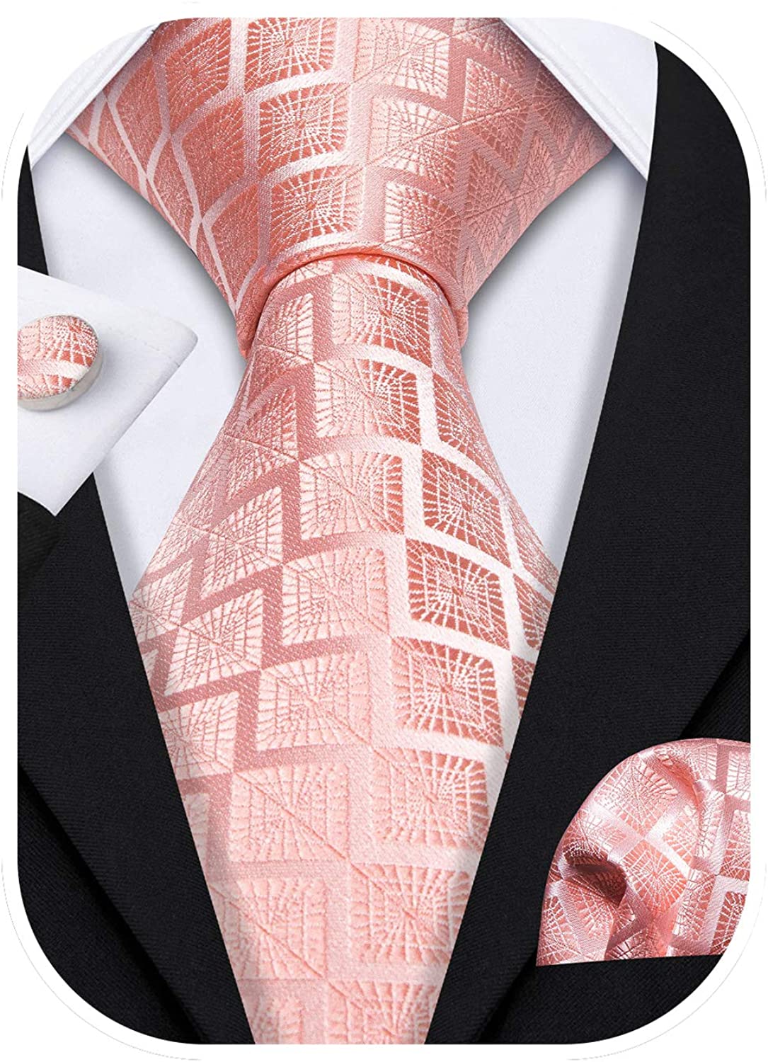Barry.Wang Classic Mens Ties Silk Necktie Pocket Square Cufflinks Set Woven  Desi | eBay