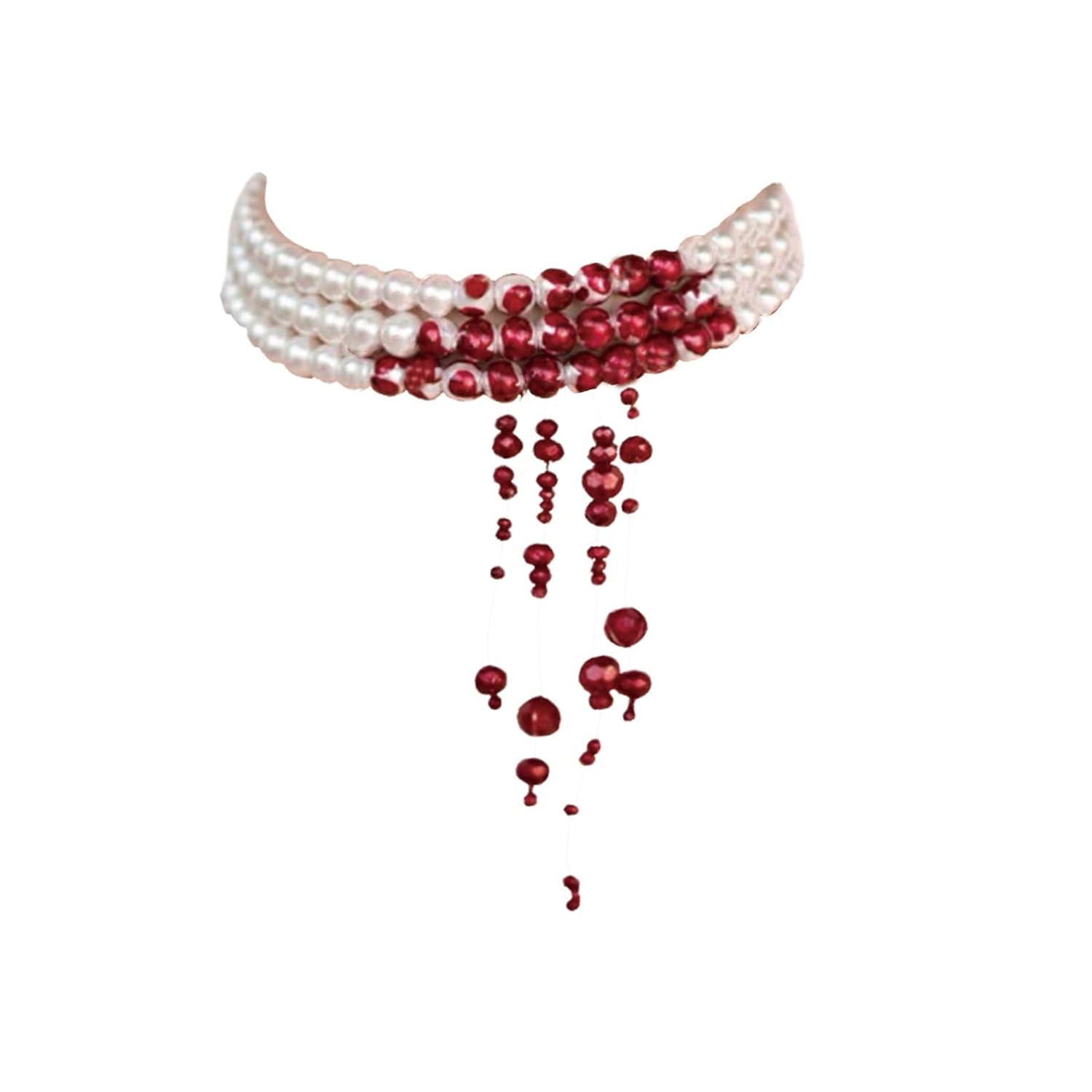 Bloody Pearl Necklace, Vampire Chokers For Women,Dripping Blood Dripping  Imitation Pearl Necklace Vampire Accessories For Women