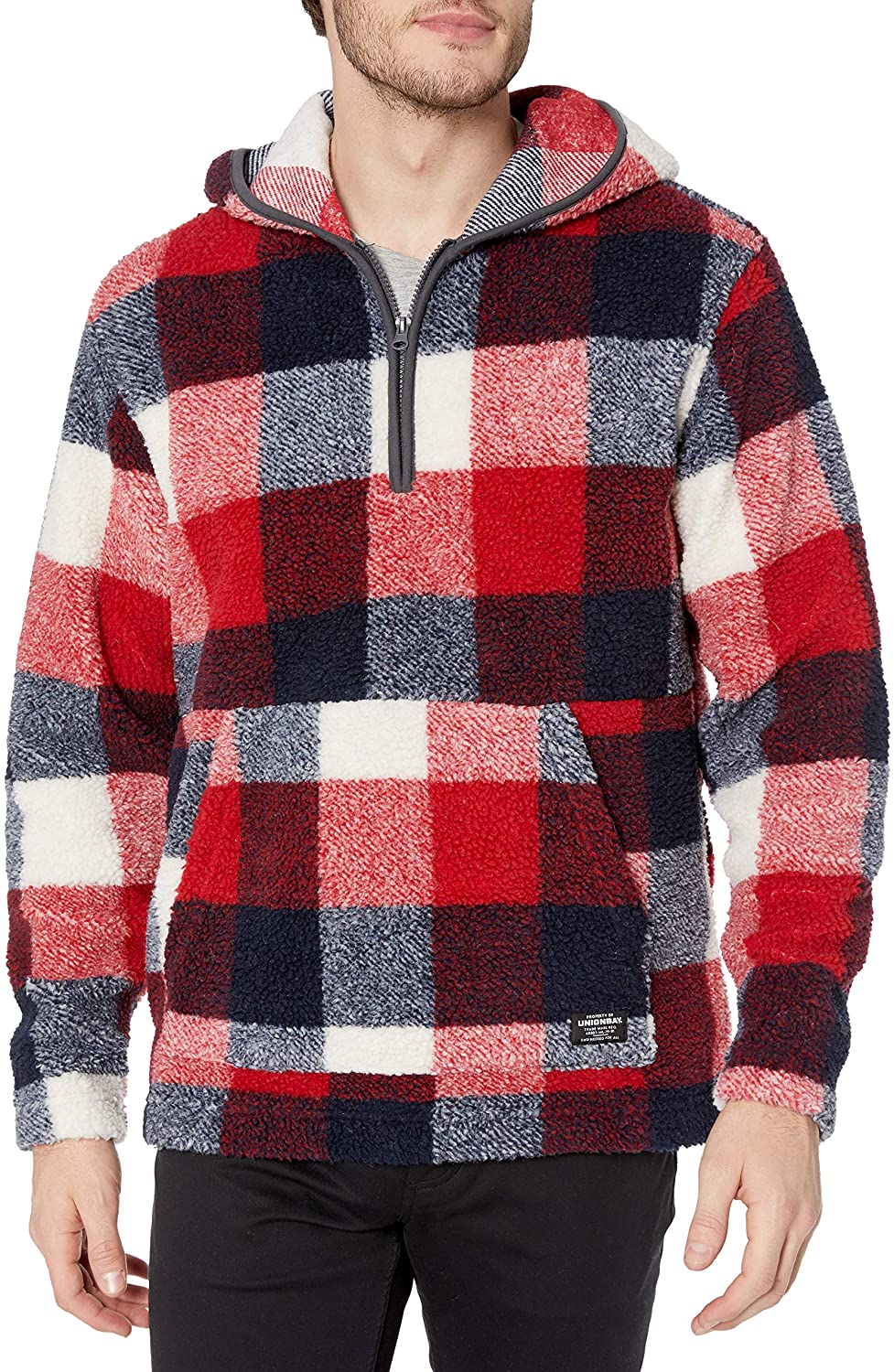 men's bear tartan fleece hoodie