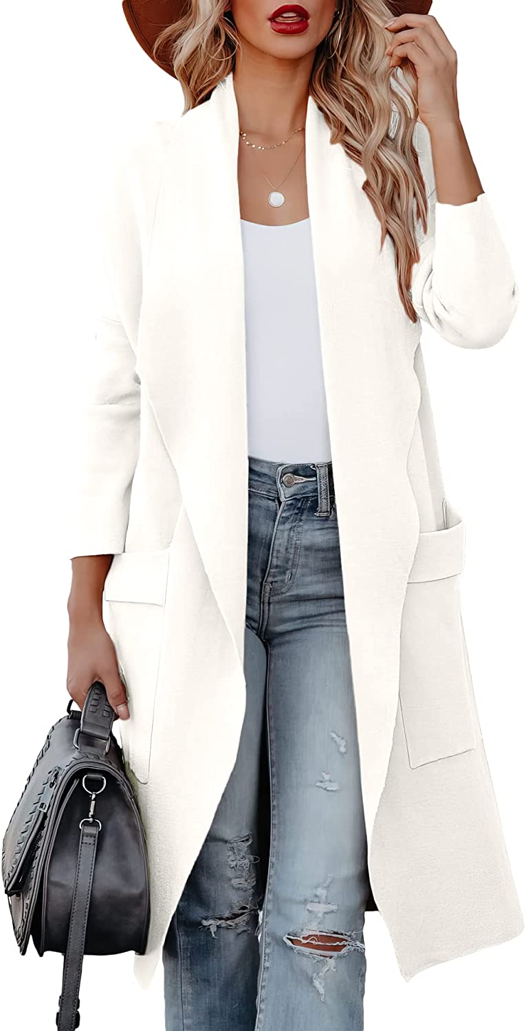 ANRABESS Women's Casual Long Sleeve Draped Open Front Knit Pockets Long  Cardigan Jackets Sweater : : Clothing, Shoes & Accessories