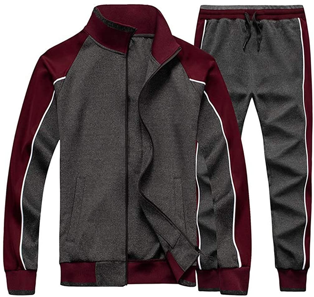 Tebreux Men's Tracksuits 2 Piece Outfit Jogging Suits Set Casual Long Sleeve Sports Sweatsuits 
